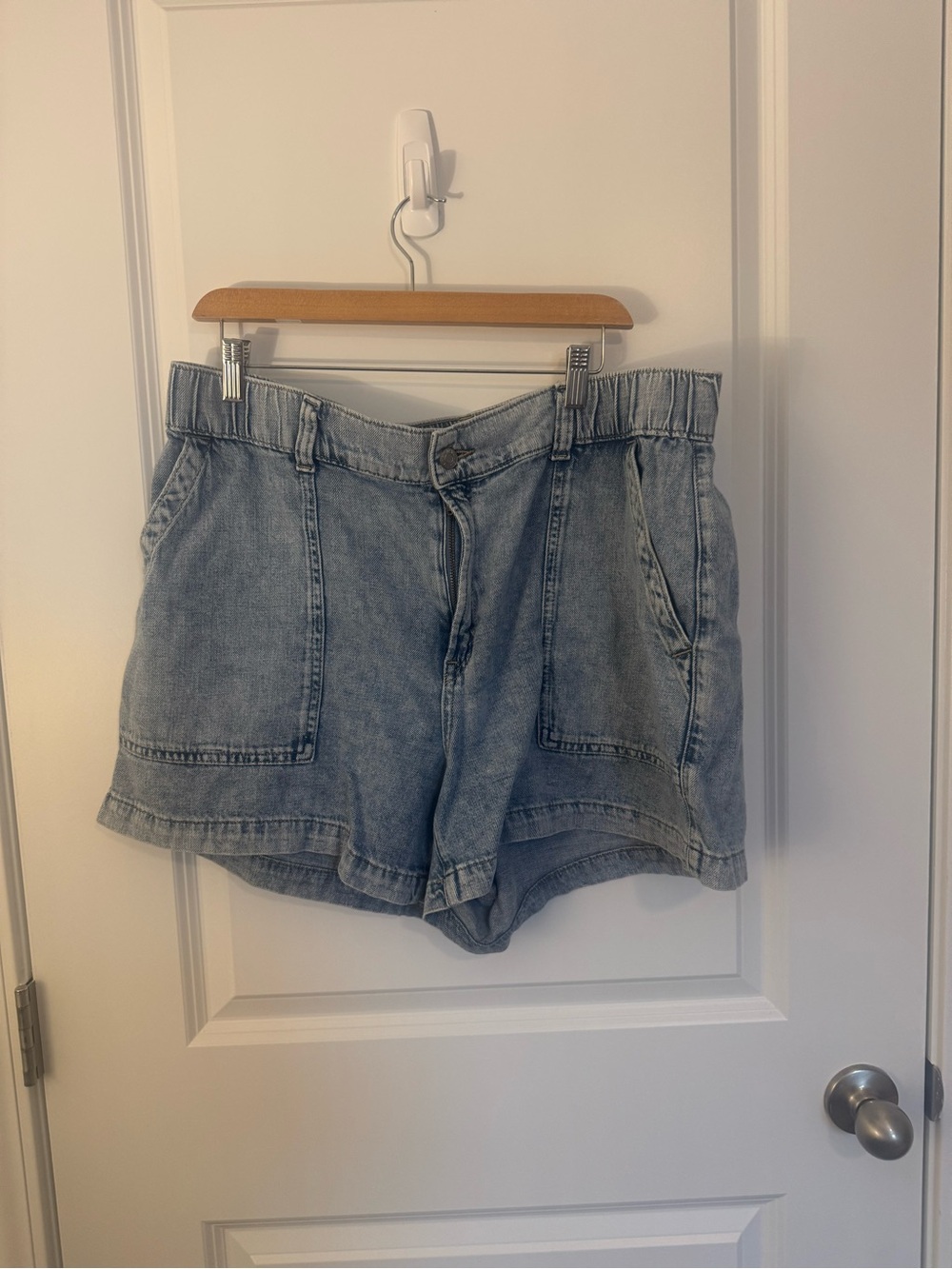 GAP Washed Light Blue High-Rise Denim Shorts